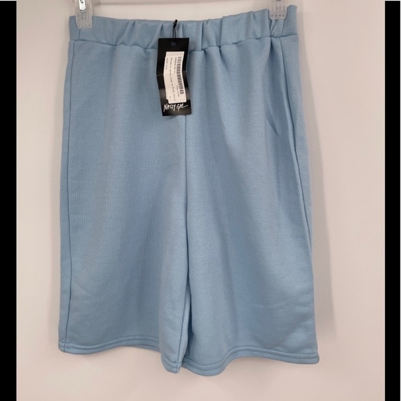 Nasty Gal Pants - NEW NASTY GAL Welcome To Jersey Longline Biker Shorts Blue Sz 4 US